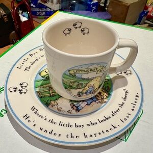 Mud Pie Blue and White Sheep Mug and Plate Set